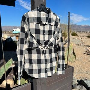 Mara Hoffman Black and White Plaid Button Down Shirt